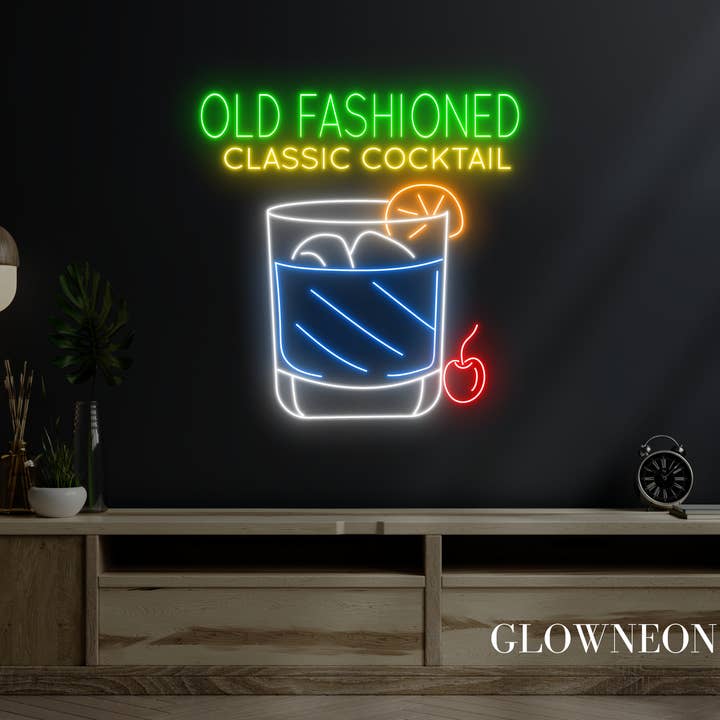 Glow Neon - Wholesale Neon Sign - Old Fashioned Classic Cocktail Neon Sign, Cocktail Led Decor
