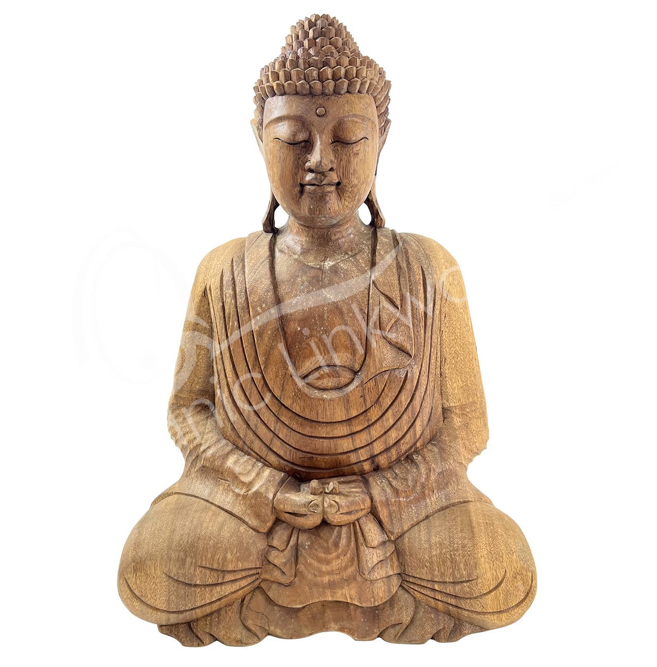 Oceanic Linkways Inc - Wholesale Spiritual Stone/Crystal - (PC)STATUE - WOOD MEDITATION BUDDHA 20-21"H X 13-14"W0