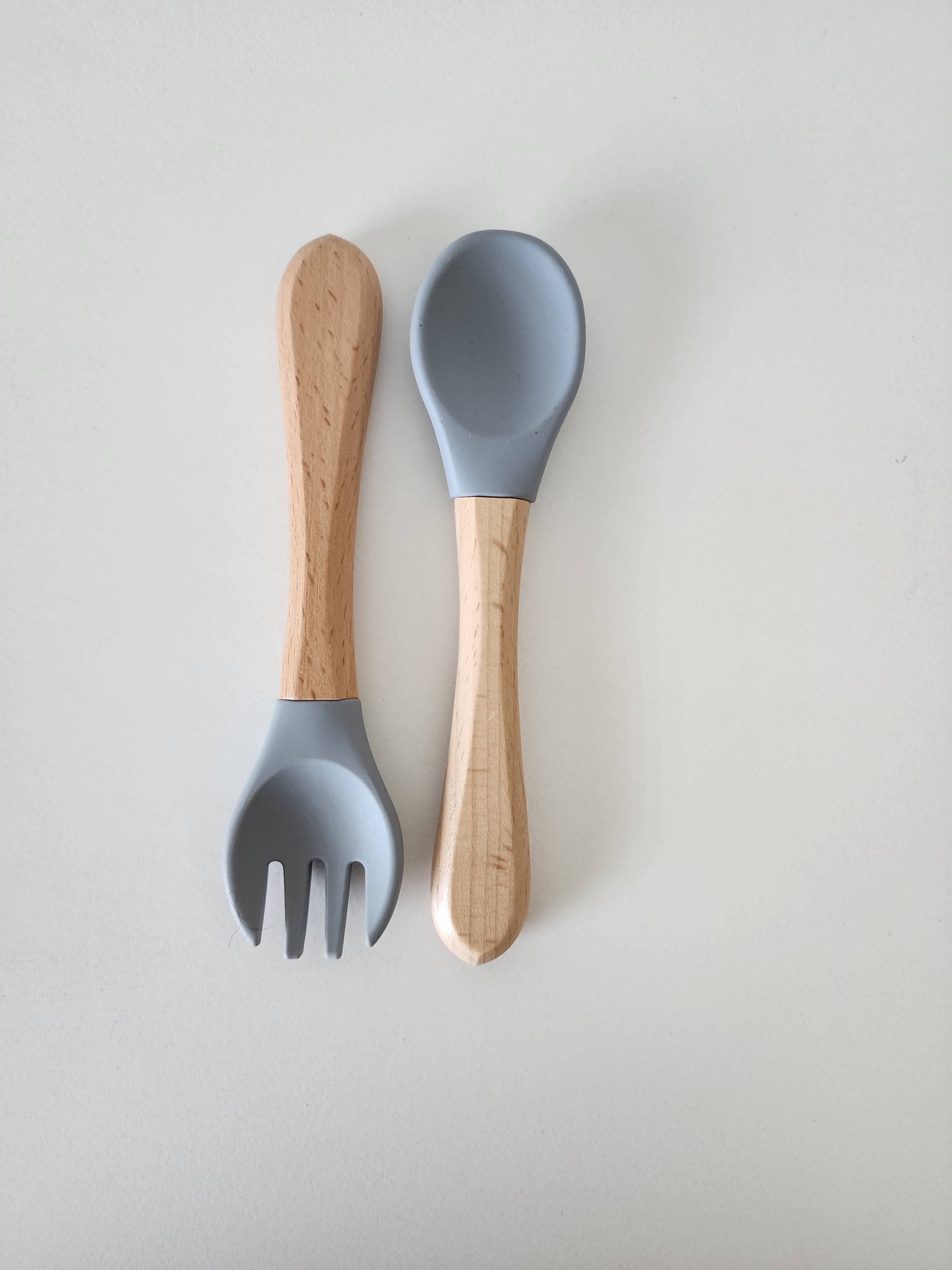 Your Craft Supplier – Conjunto de talheres - Crianças e bebés por atacado – Conjunto de talheres de silicone e madeira | Conjunto de utensílios5