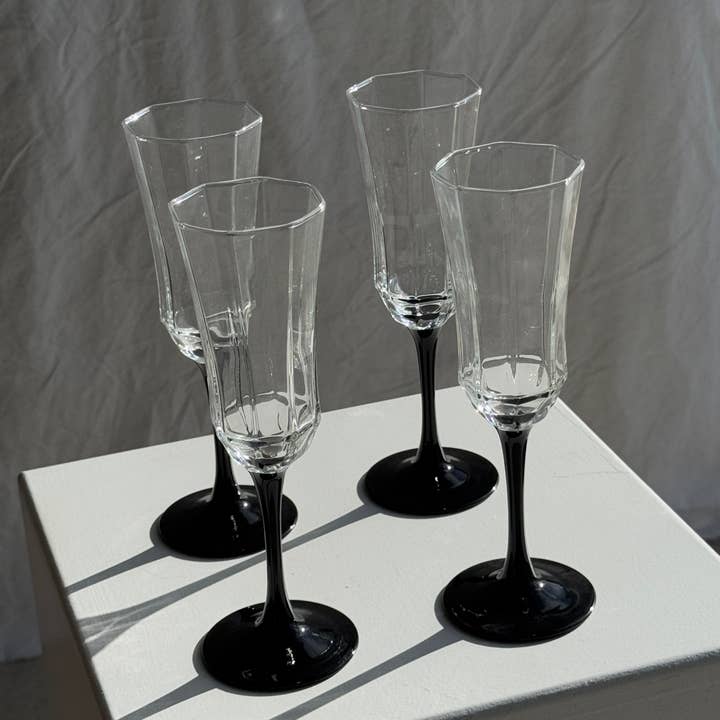 Office Objets - Wholesale Champagne Flute - 4 large octagonal Luminarc Octime champagne flutes7
