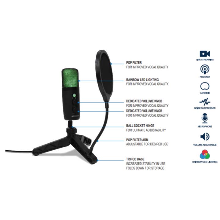 JupiterGear Home - Wholesale Small/handheld appliance - Emerson Gaming/Streaming Microphone with LED Lighting3