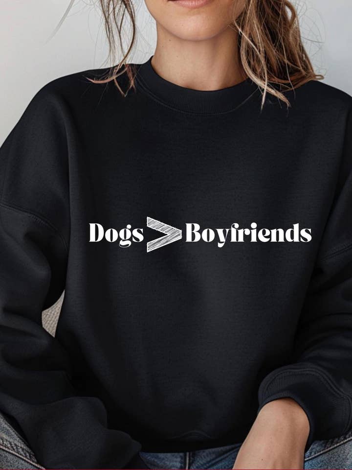 Dogs Over Boyfriends Valentine's Day Sweatshirt for wholesale by 240 Spirit Press