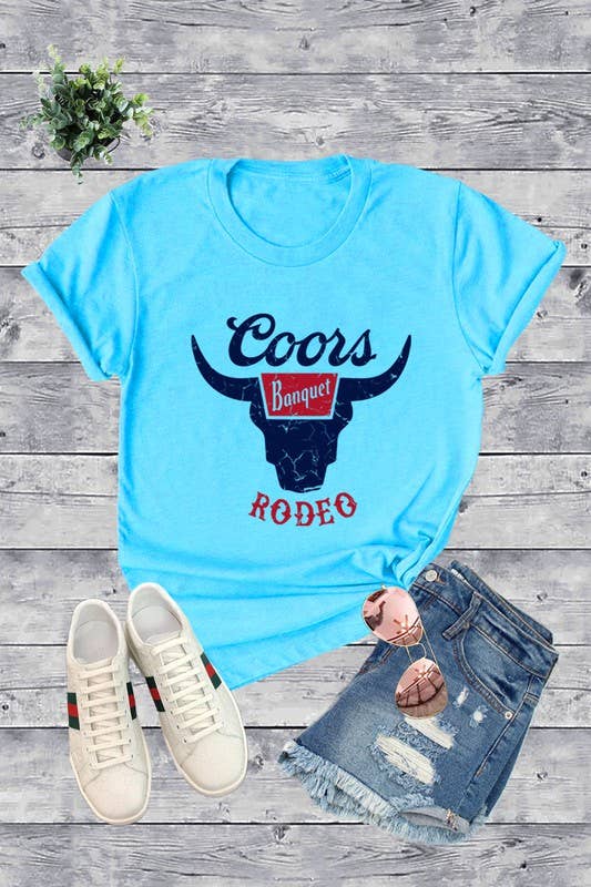 Top Avenue - Vente T-shirt sérigraphié – femme - T-shirt unisexe à col rond COORS RODEO, Beer, Summer4