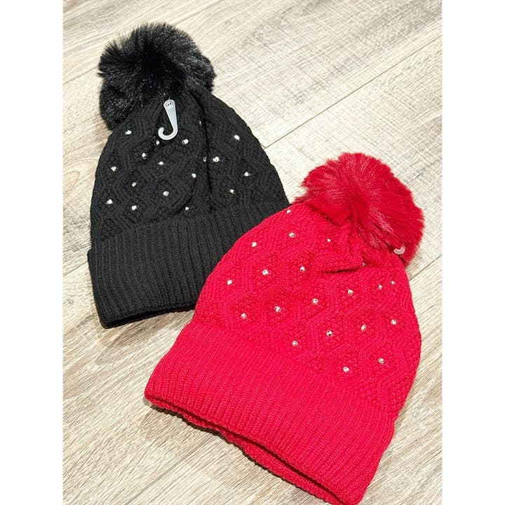 MIX COLOR Studed Cozy Cable Knit Beanie for wholesale on Faire1
