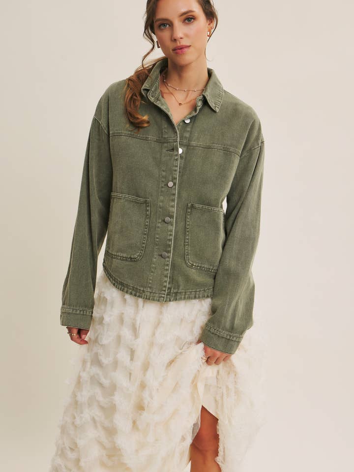 Giacca utility oversize in twill di cotone lavato unica per la vendita all'ingrosso da parte di in february