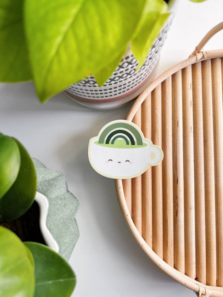 Matcha Rainbow Latte Vinyl Sticker for engroshandel hos Matcha Paper Co.
