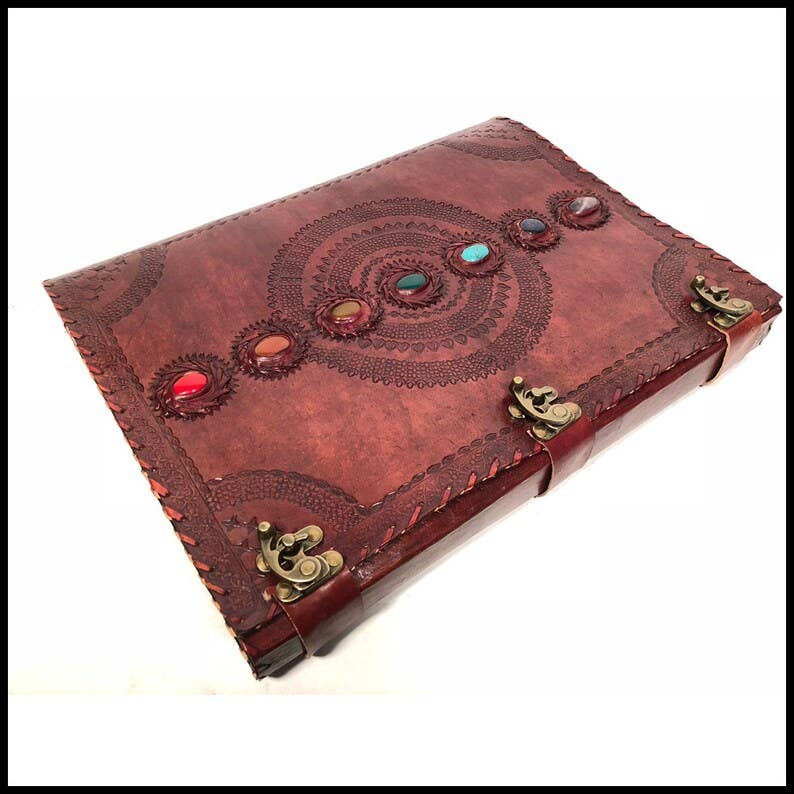 Jay mataji Handicrafts - Wholesale Journal/Diary - big book seven chakra 18 inch large, crystal healing leather2