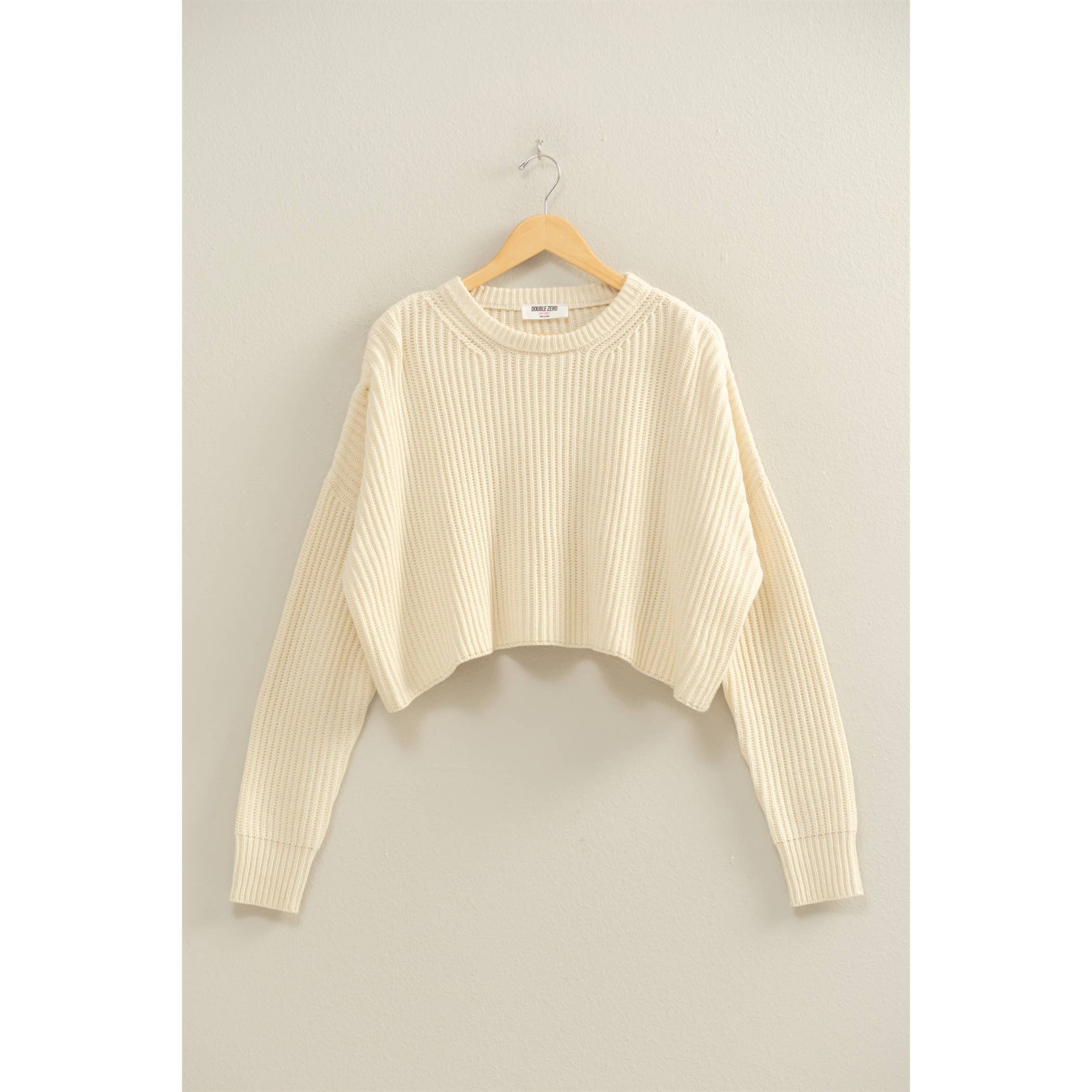 Double Zero - Wholesale Knit Sweater - Women's - Cropped Knit Sweater With Crew Neck3