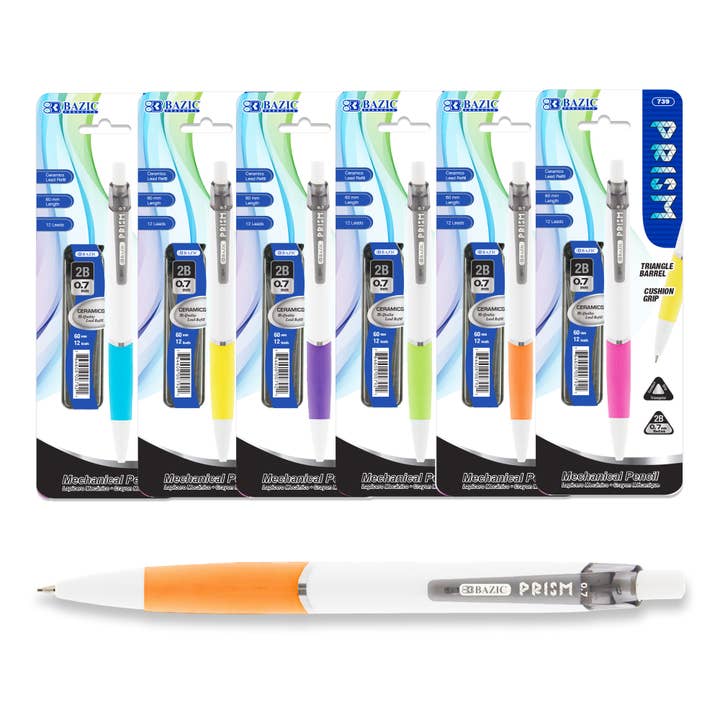 BAZIC Products - Wholesale Pencil - 0.7 mm Prism Mechanical Pencil w/ Ceramic High-Quality Lead