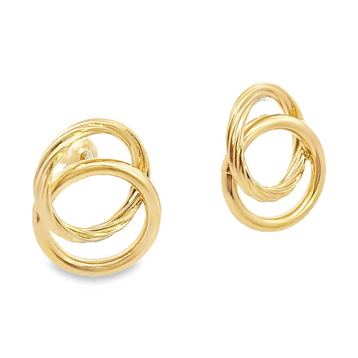 Round Dual Style Intertwined Smooth Rope Stud Earrings (L470) for wholesale by MIA Jewelry