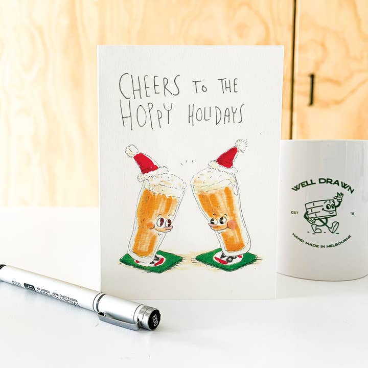 Well Drawn - Wholesale Christmas card - Cheers to the Hoppy Holidays3