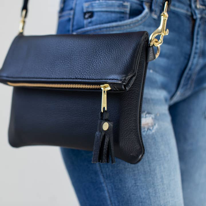 Foldover Crossbody Clutch for wholesale by Lifetime Leather Co