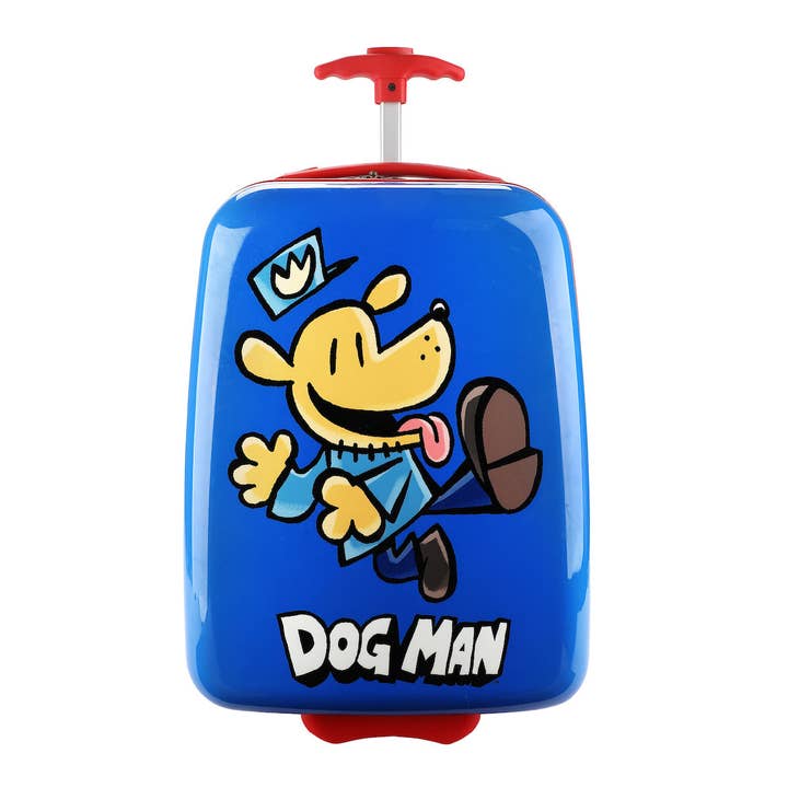 Dog Man Character Logo Blue 16.5" Rolling Toddler Luggage for wholesale by Bioworld Merchandising