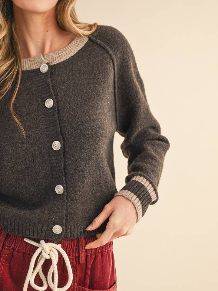 &MERCI - Wholesale Cardigan - Women's - TWO TONE SWEATER CARDIGAN MSW1124624