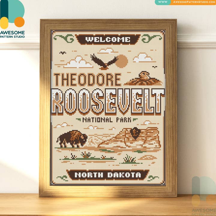 Theodore Roosevelt National Park, Diamond Painting Kit for wholesale by Awesome Pattern Studio