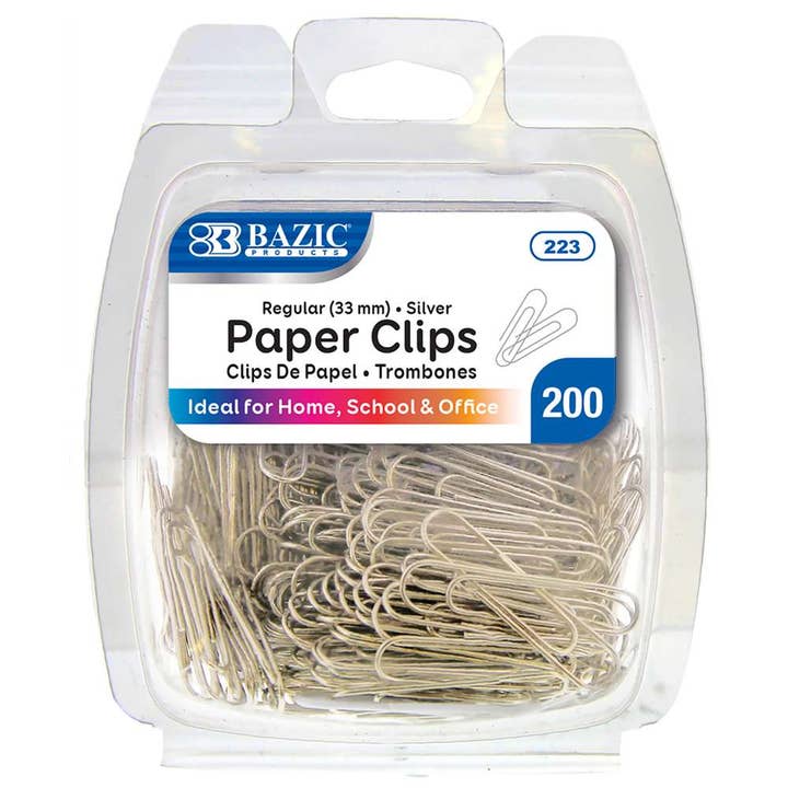 N.º 1 Clips de Papel Regulares (33 mm) Plateados (200/Paquete) para venta al por mayor de Luna Office Supply - Everyday Essential