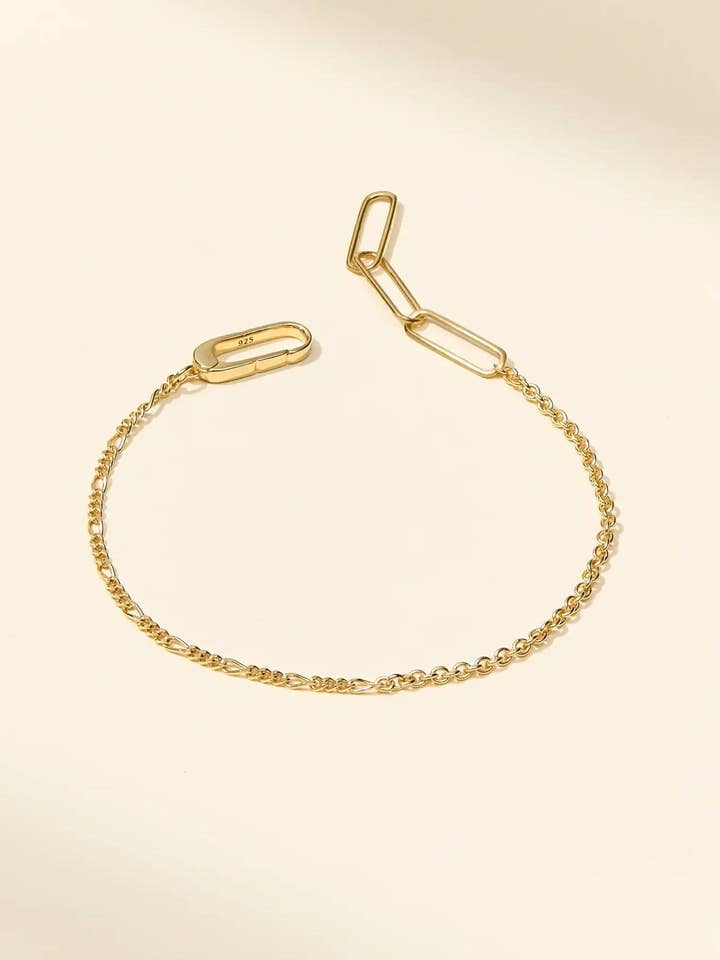 Gold Mixed Media Chain Bracelet for wholesale by Claspe