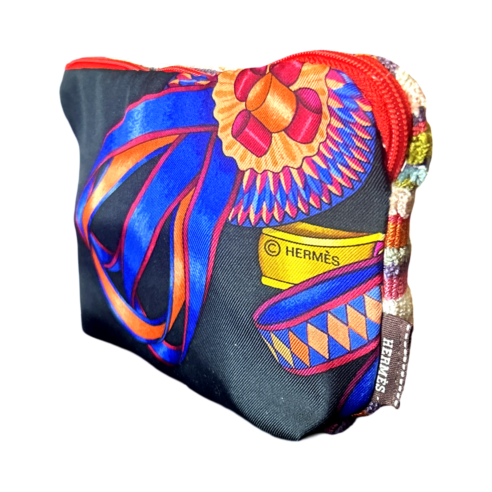 Vintage Luxe Up - Wholesale Makeup/Cosmetic Bag - Rubans du Cheval Noir Vintage Silk Scarf Beauty Bag1