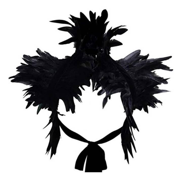 Cape haussement d'épaules Hypnotic Natural Black Feather pour la vente par MizDragonfly