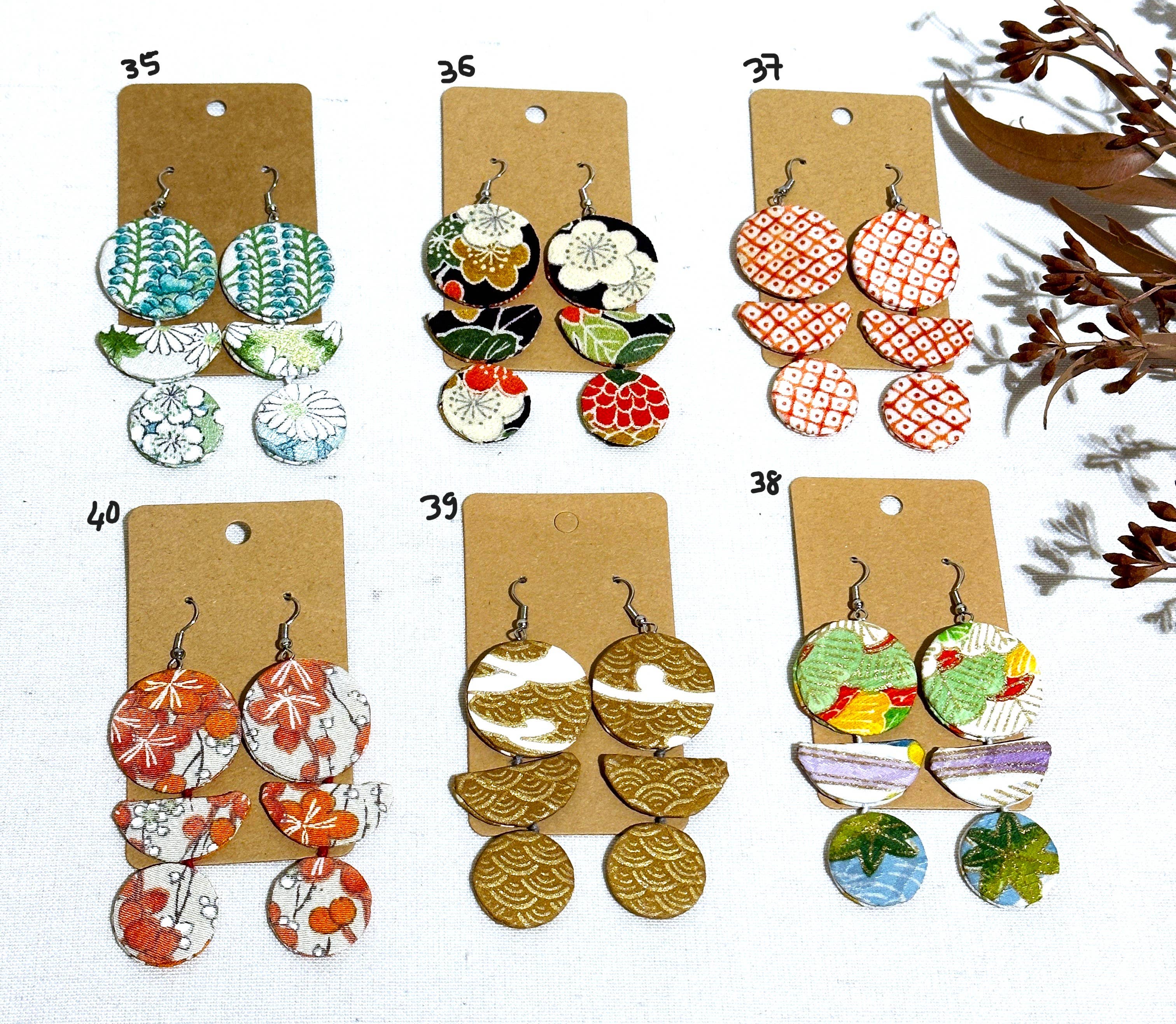 Sophie Silks - Wholesale Dangle earrings - Triple Drops Statement Kimono Earrings0