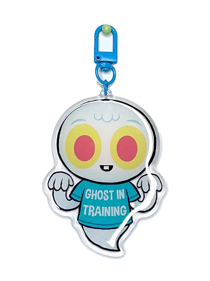 "Ghost in Training" acrylic keychain for wholesale by Jellykoe