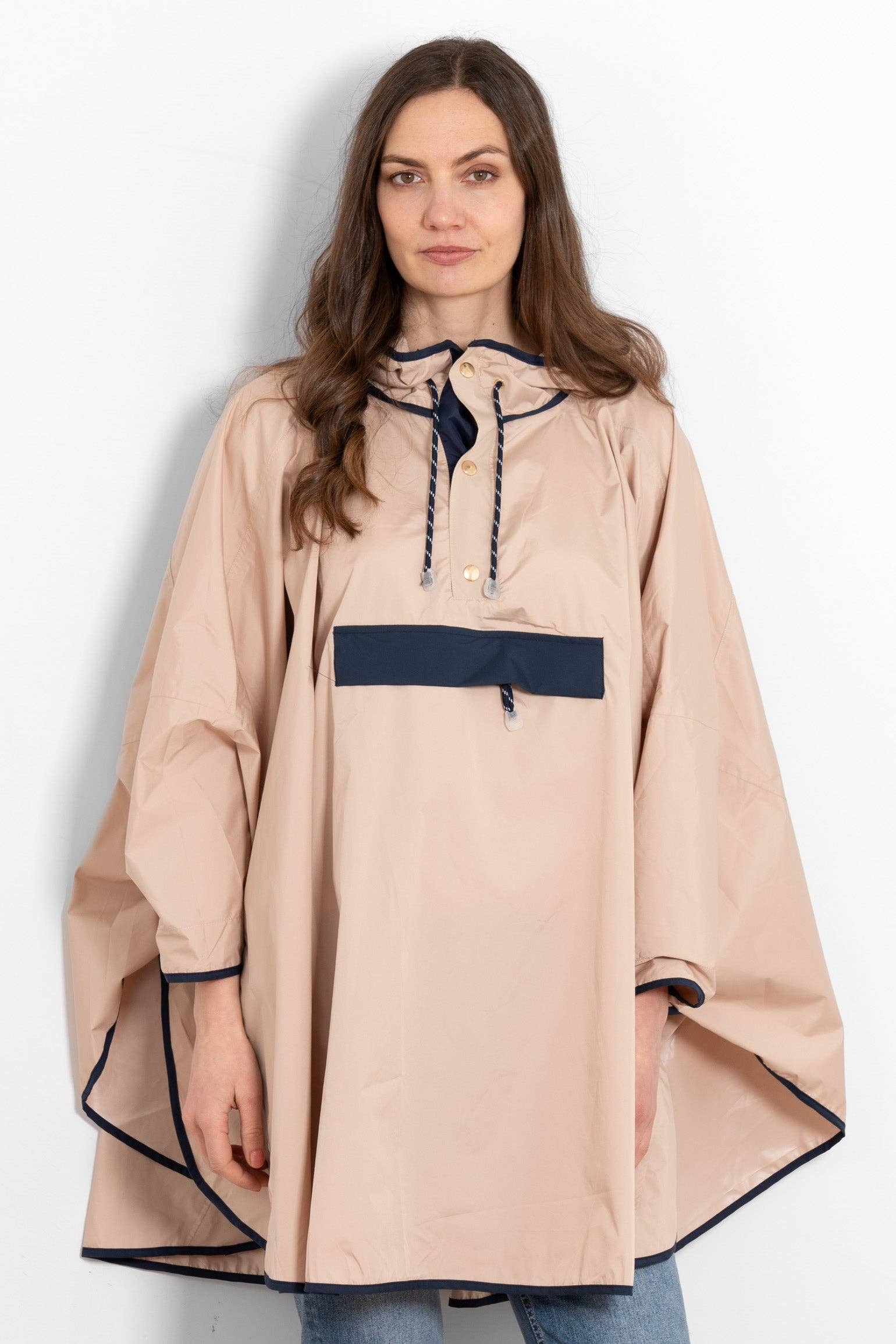 Sarta – wholesale Poncho - Dam – Aspen regnponcho - stenfärgad/mörkblå0