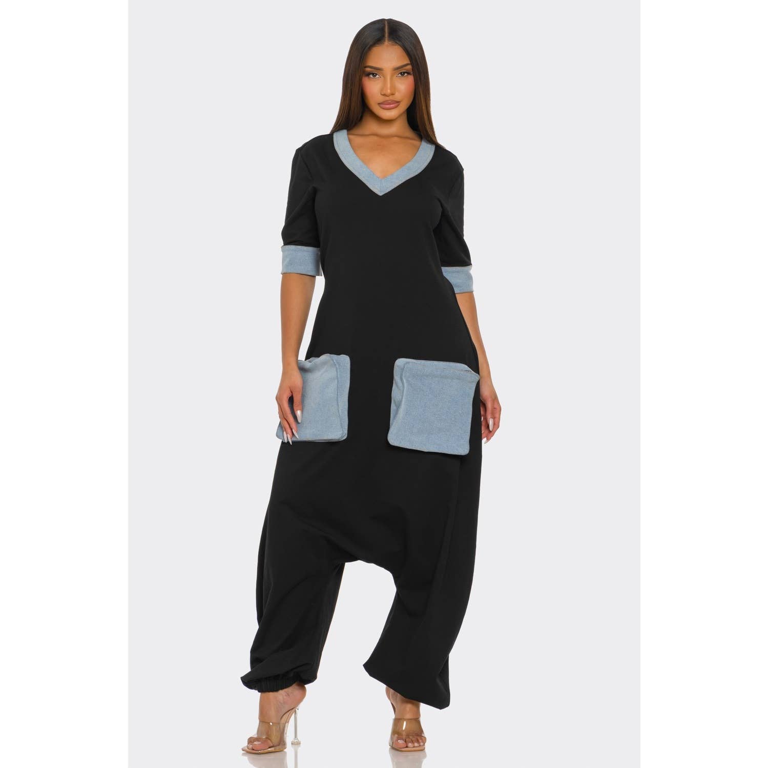 DORCAS – Engroshandel Jumpsuit - Dame – HALV PAKKE DENIM ACCENT JUMPSUIT4