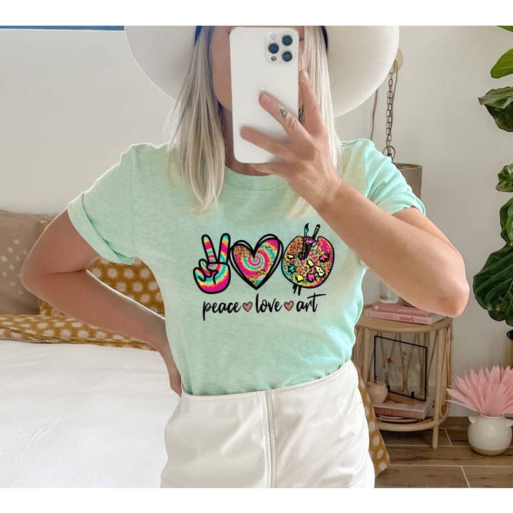 Peace Love Art T-shirt | Graphic Tee for wholesale by KM Clothing