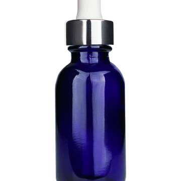 Best Bottles - Wholesale Essential Oil Holder - Boston Round Blue Bottle - 30ml (Multiple Dropper Colors)