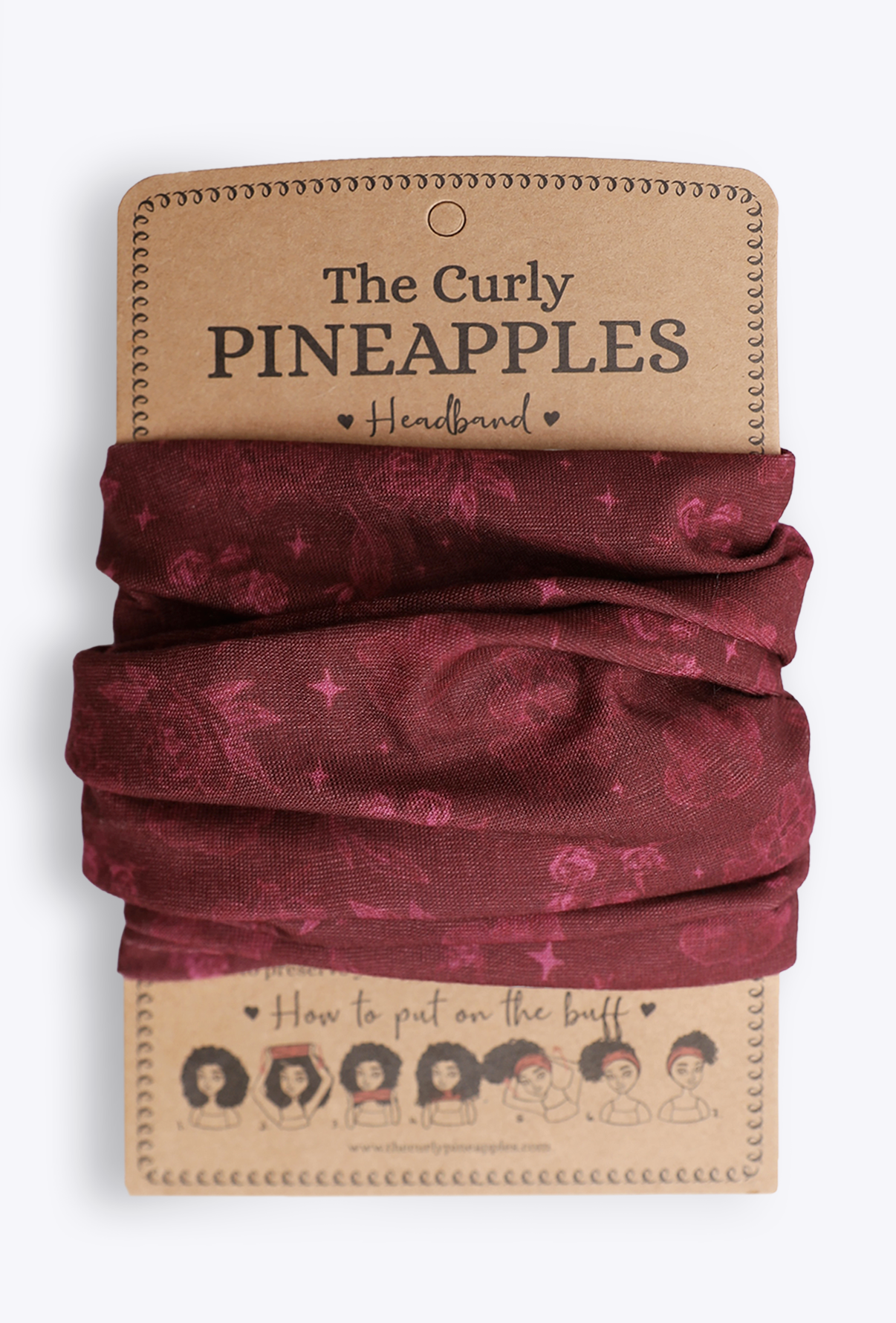The Curly Pineapples - Wholesale Sleep Cap / Bonnet - Women's - Crimson Floral Headband2
