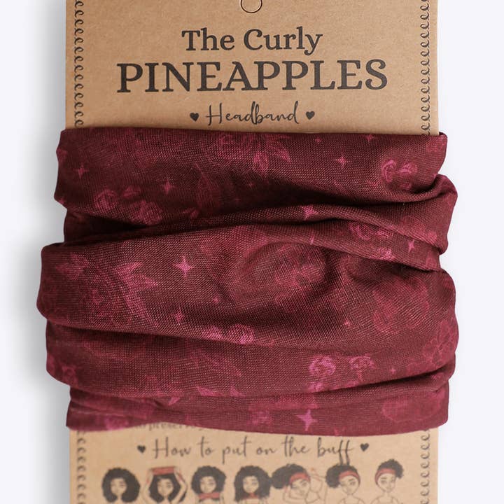 The Curly Pineapples - Wholesale Sleep Cap / Bonnet - Women's - Crimson Floral Headband2