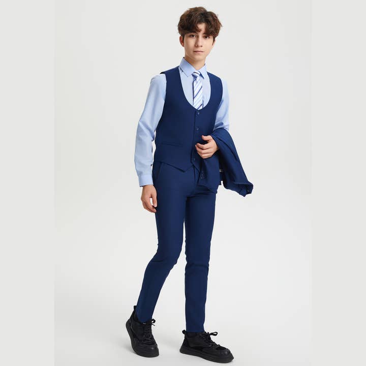 Suits America - Wholesale Suit Set - Kids - Stacy Adams Boys Suit 5-Piece w/ Dress Shirt & Tie, Indigo