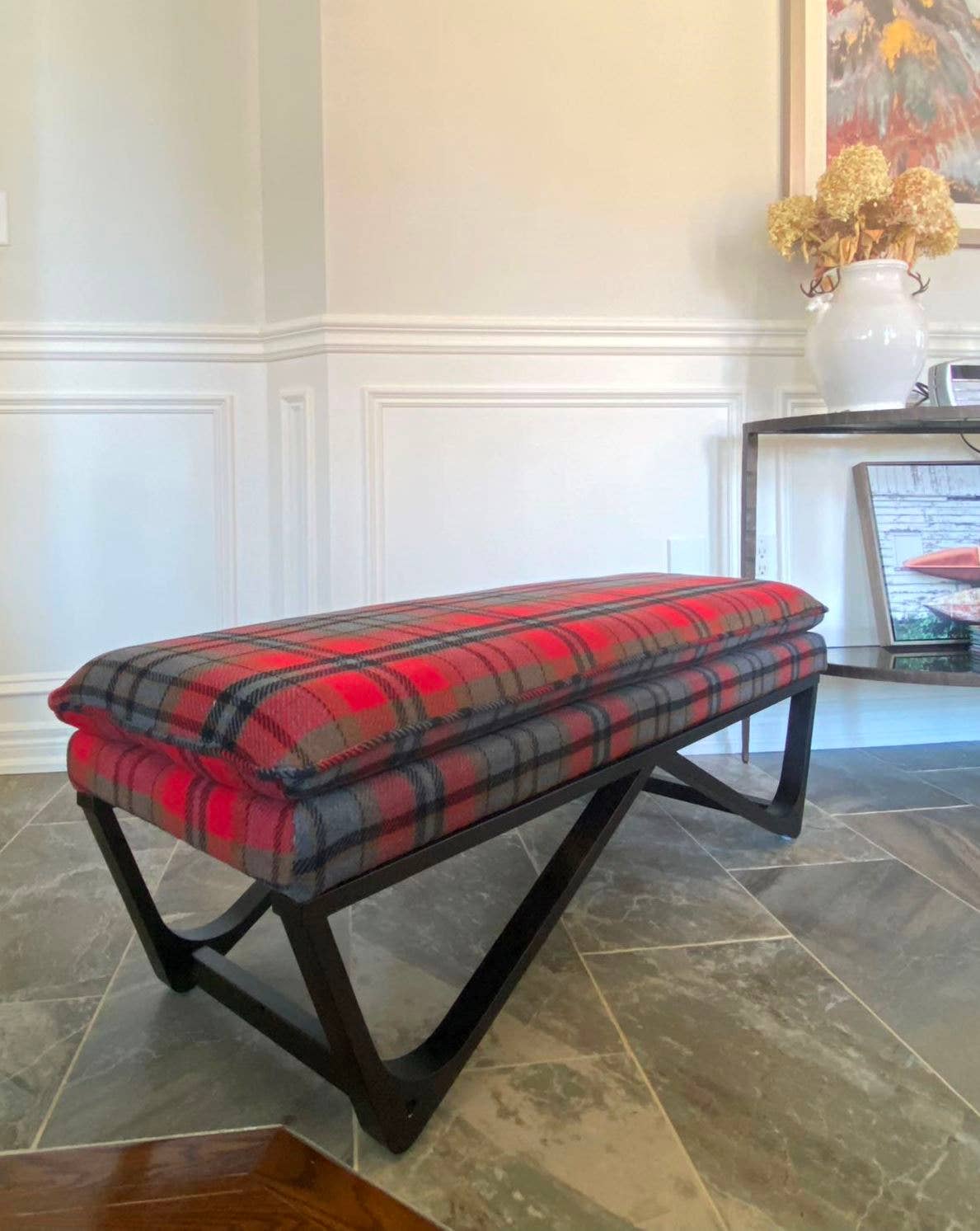 Seat4uhome – Banco por atacado – Banco Highland xadrez estofado Hendraheim 48" Hendraheim9