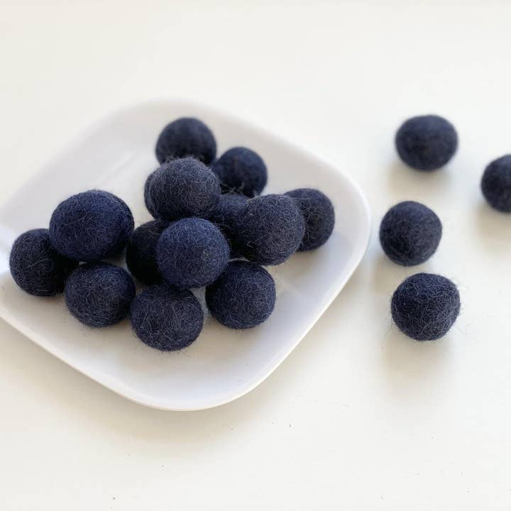 Navy Blue - 2.5 cm Felt Pom Pom Balls for wholesale by Wool Jamboree