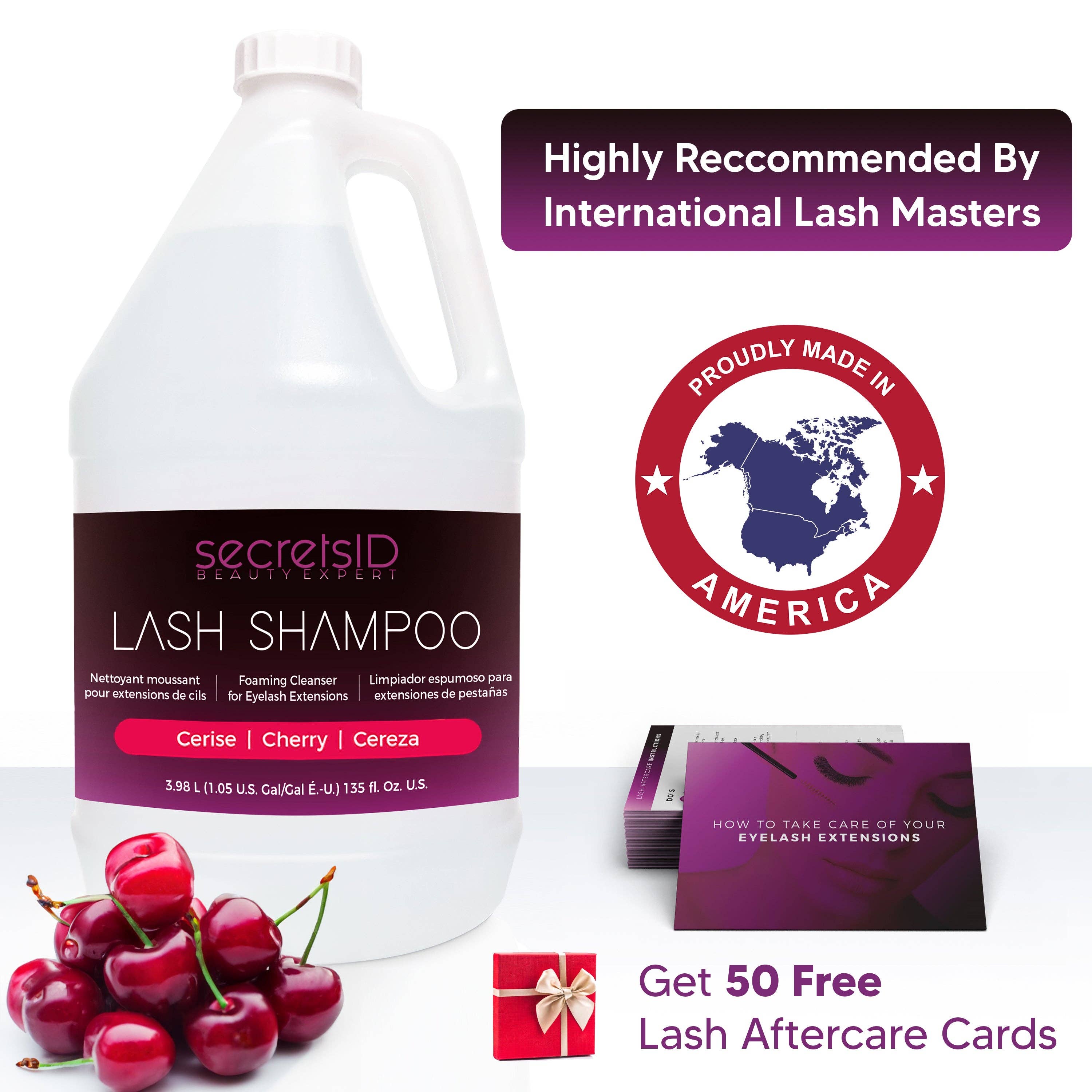 SecretsID - Wholesale Eyelash/Brow Serum - Foaming Lash Shampoo Bulk 1 Gallon Size - Cherry Scent3