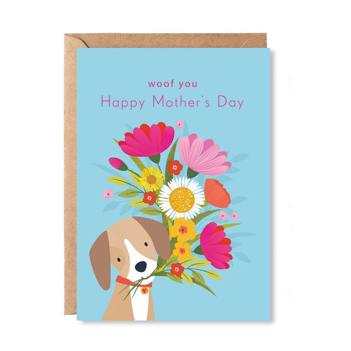 Cute Dog with Flowers Mother's Day Card for wholesale by Klara Hawkins