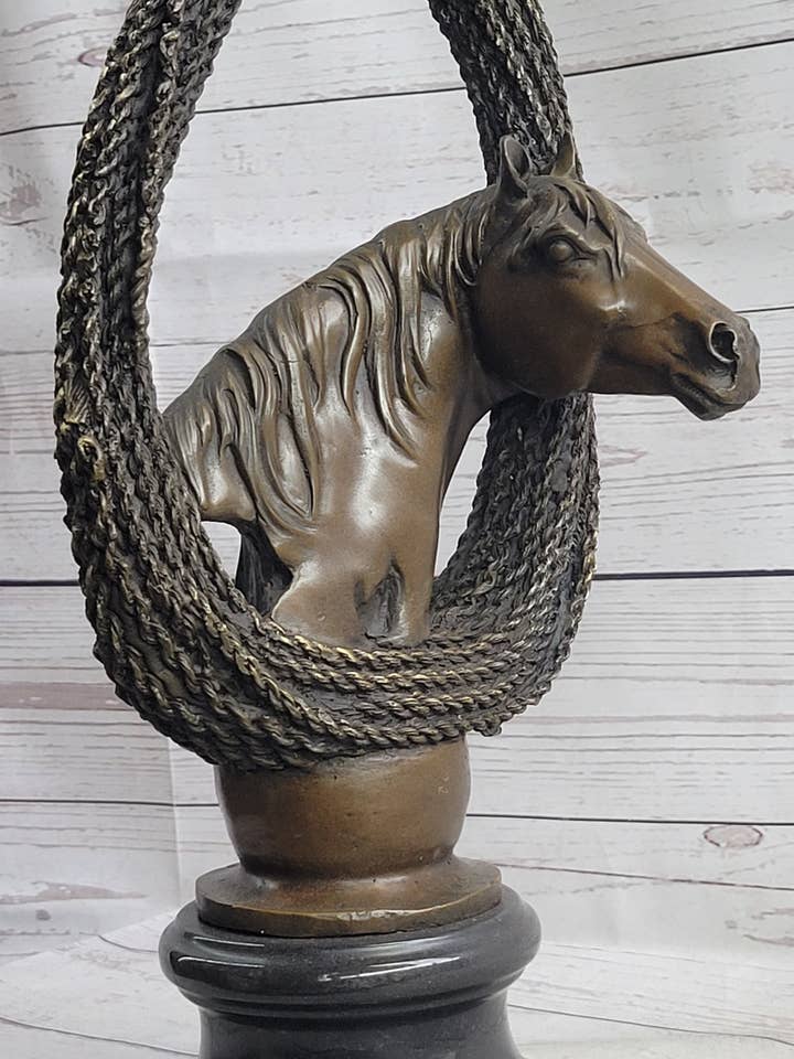 Bronzeskulptur aus Metall, Motiv: Pferdebüste, Pferdeliebhaber, Geschenkdekor, signierte Kunst für den Großhandel von Bronzhaus