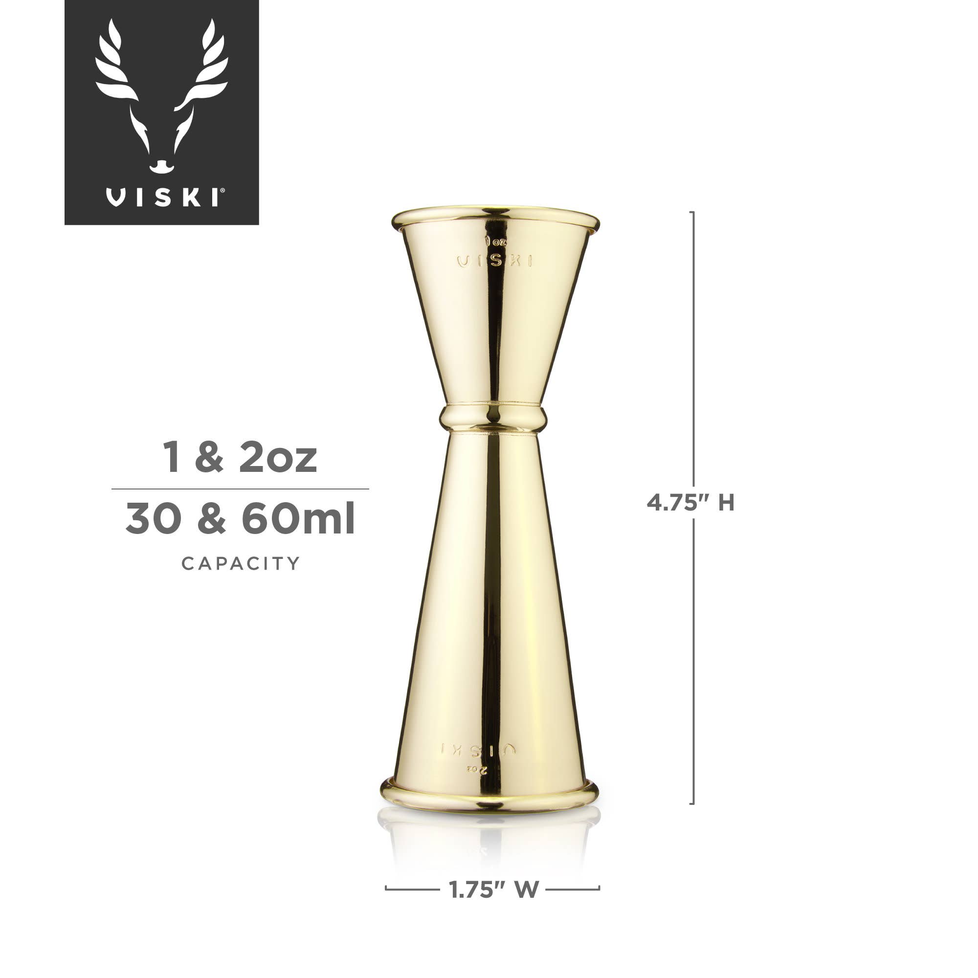 Viski - Wholesale Jigger - Belmont™ Large Gold Plated Japanese Style Makoto Jigger6