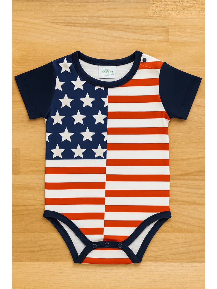 Fennco Styles - Wholesale Bodysuit (Non-Footed) - Baby - America Flag Cotton Baby Romper