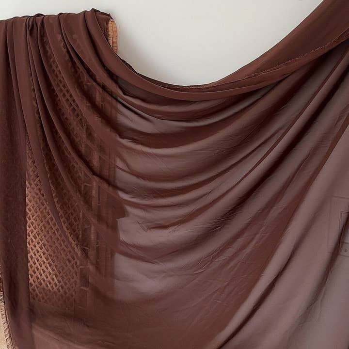 GalaTextile - Venta al por mayor Tela - Tela de chifón marrón al mejor precio de Yard High, multigasa para cortinas, ropa, telón de fondo, camino de mesa, tela transparente, gasa transparente, boda