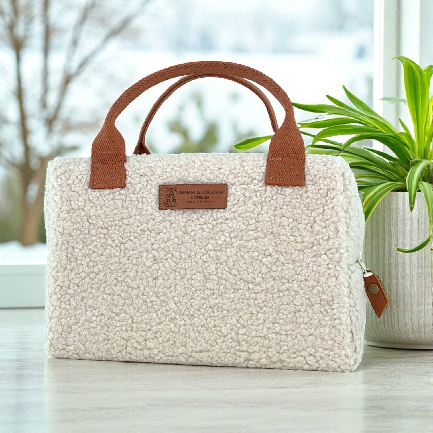 Emmanuel Création - Vente Sac/boîte repas - Sac isotherme Ice cube S, "Bouclette" écru1