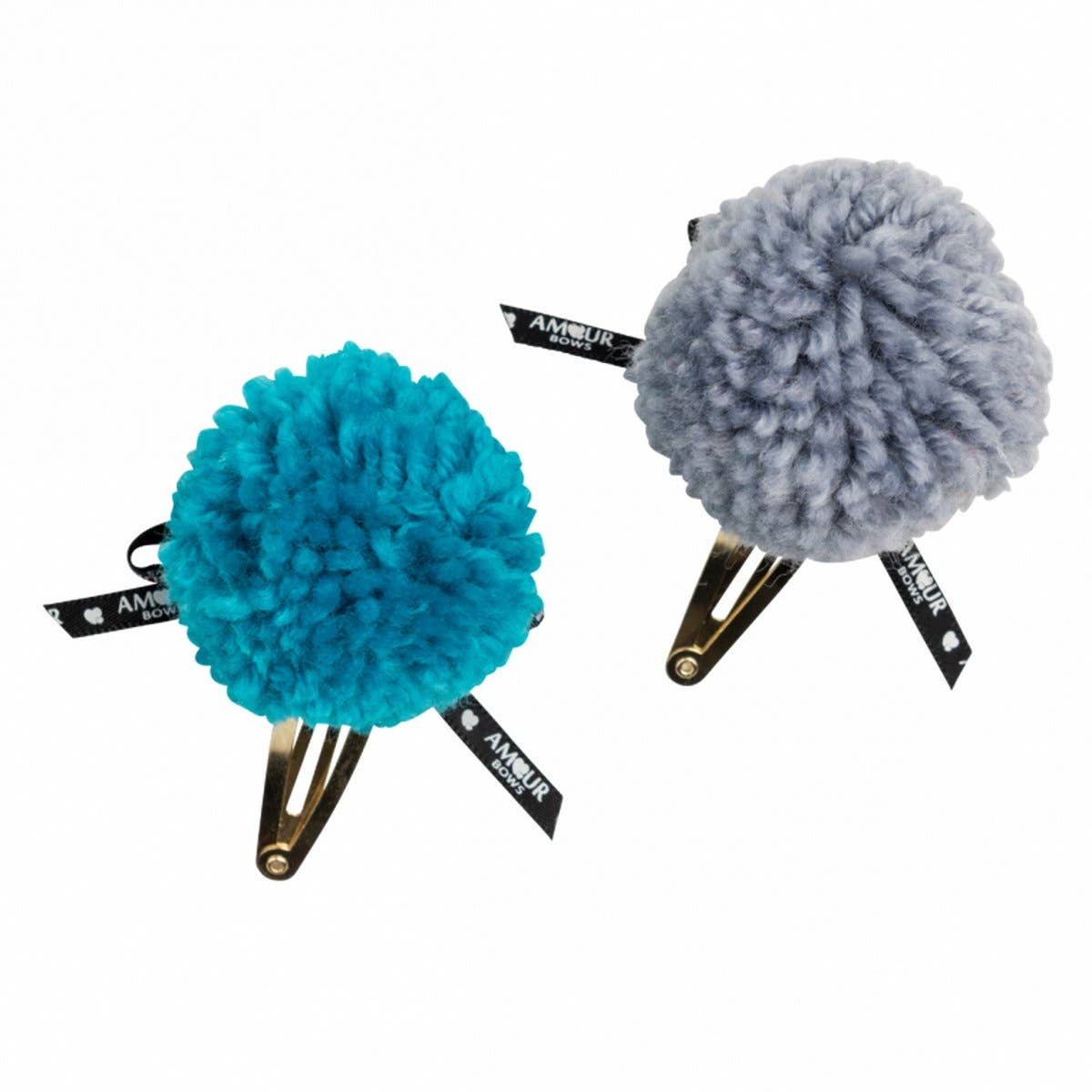 Amour Bows - Wholesale Hair Clip - Women's - Pebbles Clip - Grey & Teal0