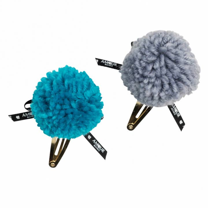 Amour Bows - Wholesale Hair Clip - Women's - Pebbles Clip - Grey & Teal