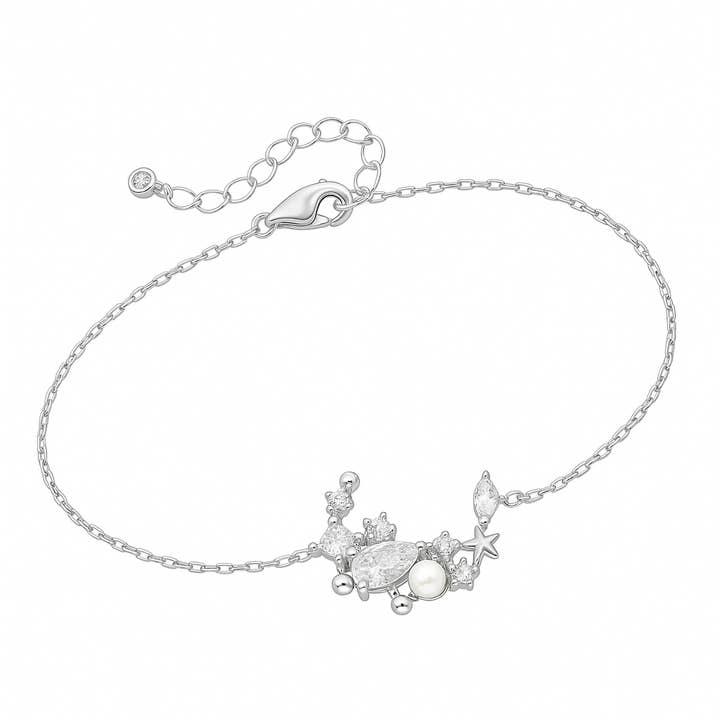 Armband i sterlingsilver, pärla och CZ med berlocklänk för wholesale av De Mexico