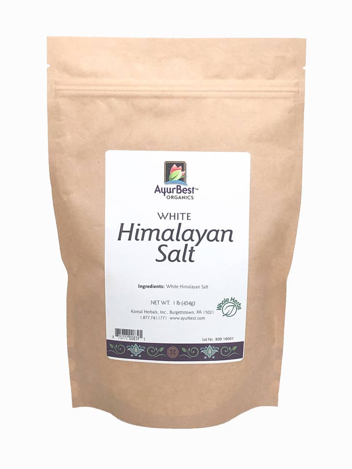 Wholesale Spices & Herbs - White Himalayan Salt, Fine Ground 1 lb (454g) Bag for wholesale by Komal Herbals, Inc