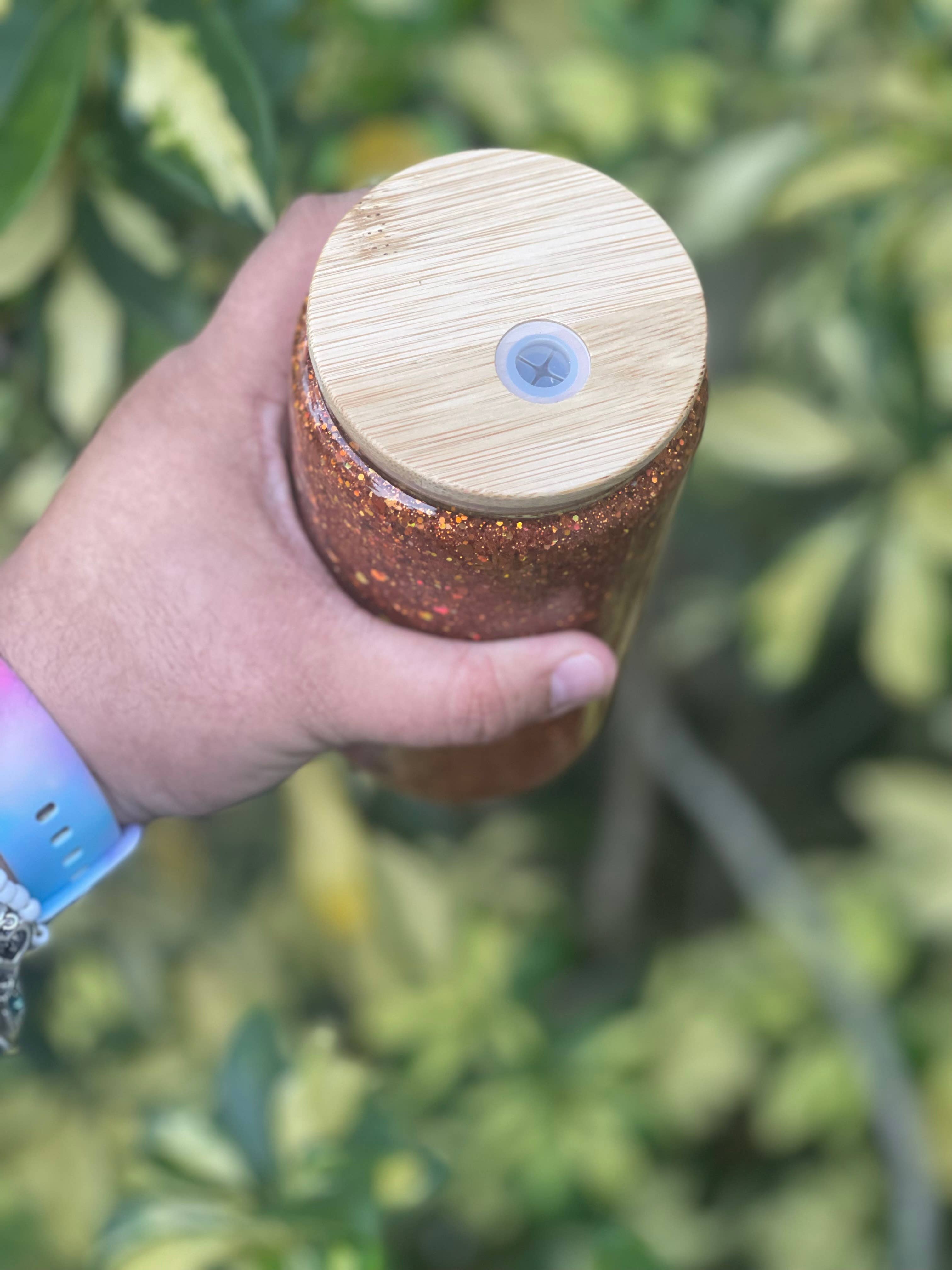 Rose Magnolias – Großhandel Trinkglas/Tasse – Orangefarbener Schneekugel-Becher