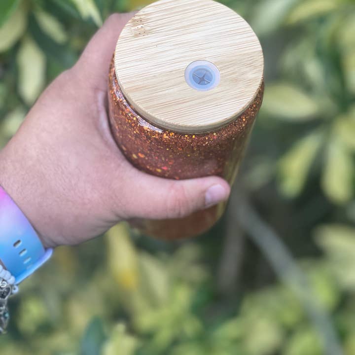 Rose Magnolias - Wholesale Drinking Glass/Cup - Orange Snowglobe Tumbler