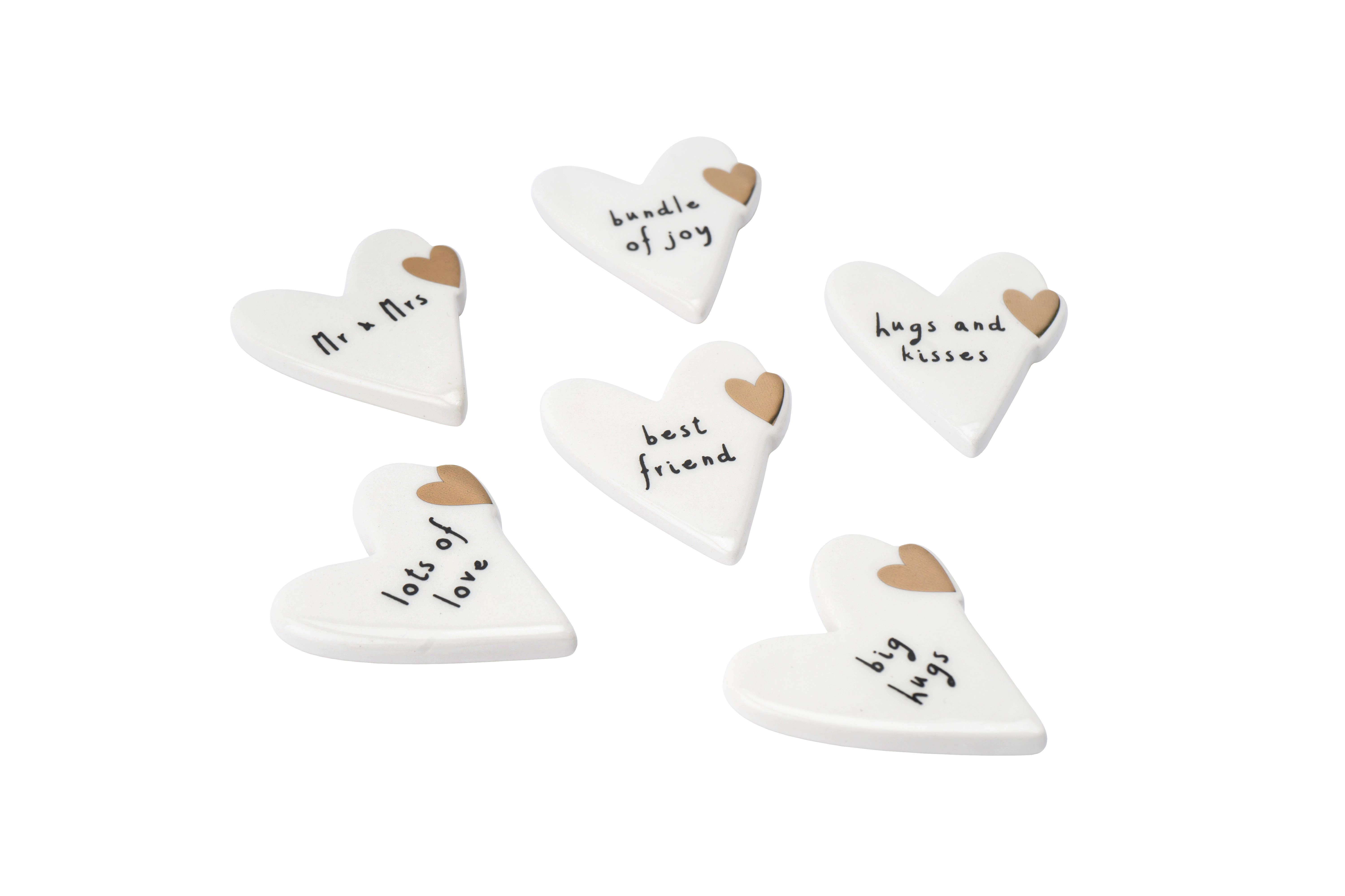 CGB Giftware - Wholesale Keepsake Coin/Token - Send With Love 6 Assorted Ceramic Heart Tokens In Dish1