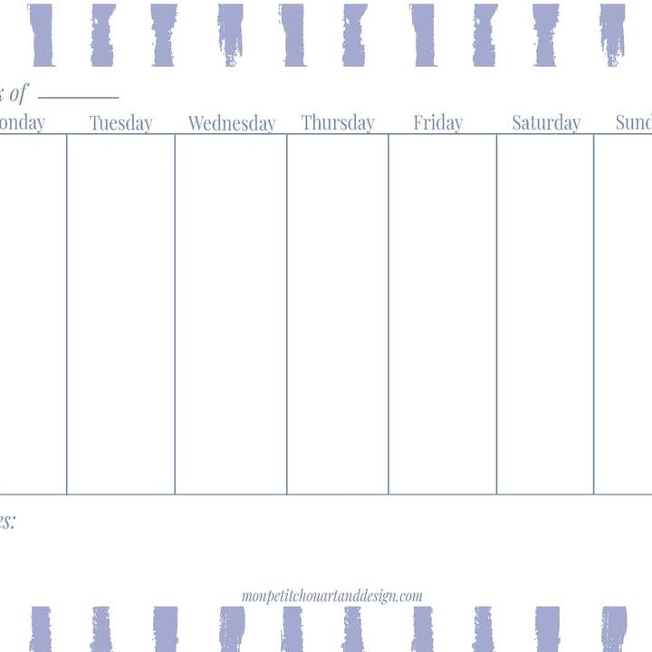 Striped Weekly Planner Tear-Away Pad 8.5 × 11 for wholesale by Mon Petit Chou Art and Design