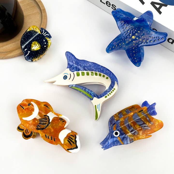 Fermaglio per Capelli Animale Marino, Fermaglio a Stella Marina Blu Pesce Chirurgo per la vendita all'ingrosso da parte di TheDivaSoap